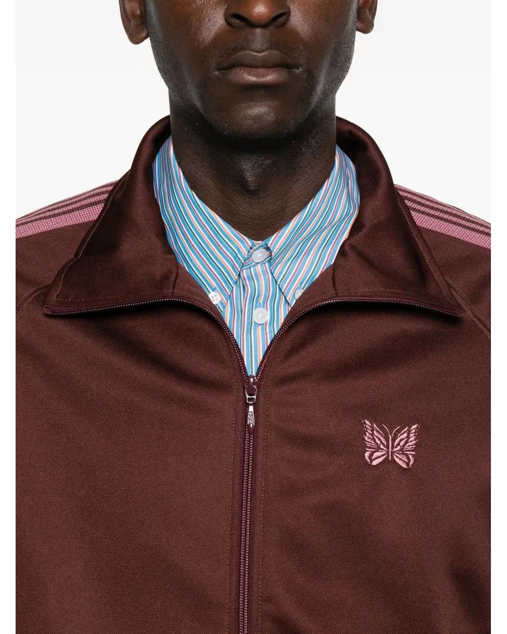 Needles Red Striped Zip Jacket for men