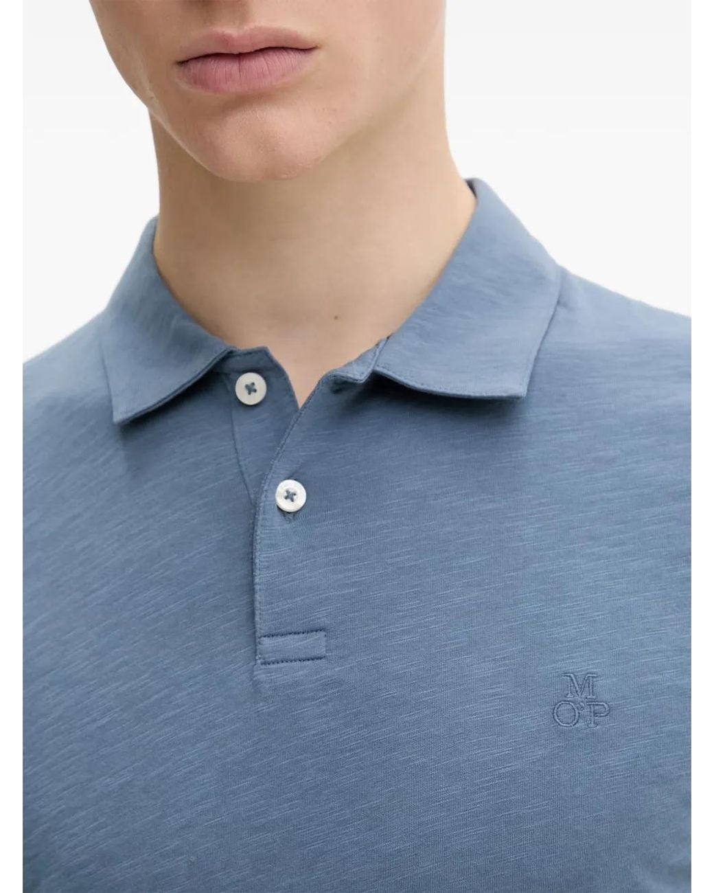 Marc O' Polo Blue Polo À Texture Flammée Et Logo Brodé for men