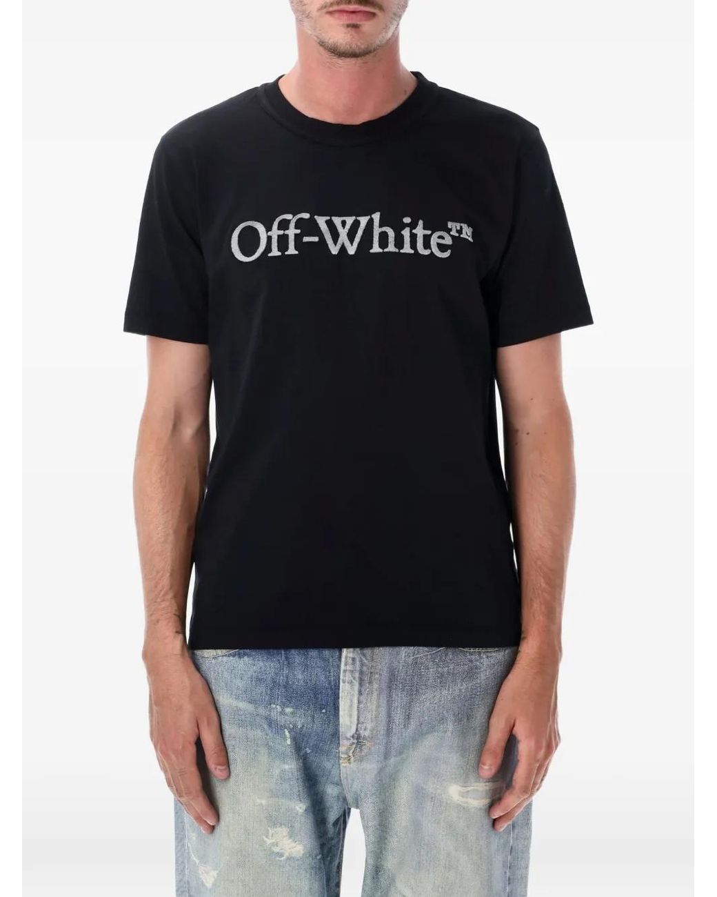 Off-White c/o Virgil Abloh Black Logo-Embroidered T-Shirt for men