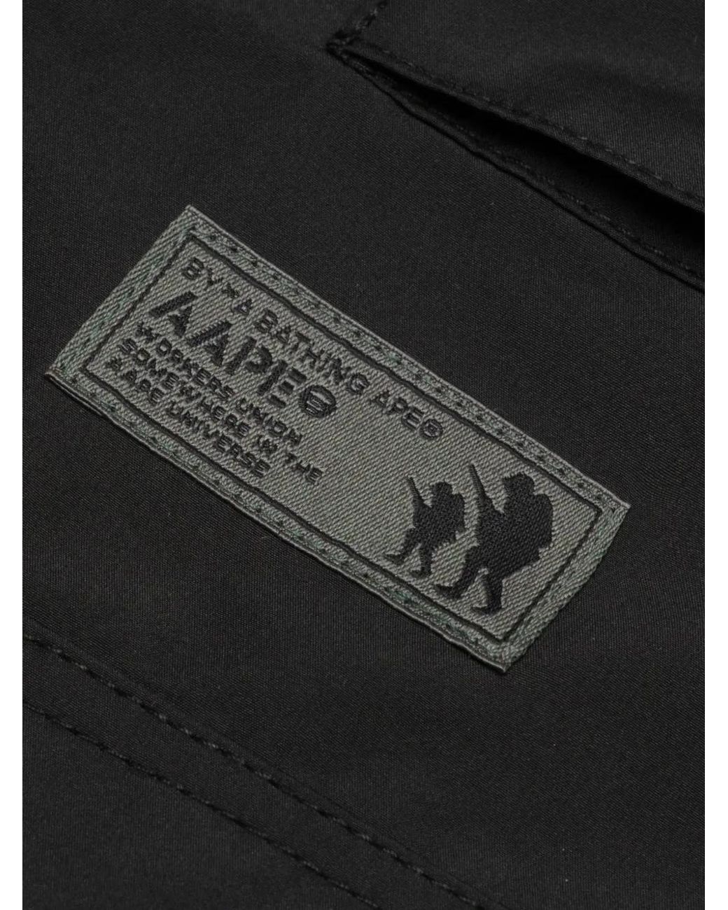 Aape By A Bathing Ape Black Moonface Patch Cargo Jacket for men