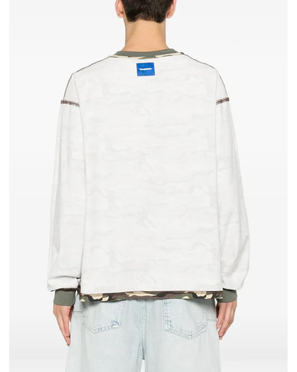 DAGGER White Camouflage-Pattern Long-Sleeve T-Shirt for men