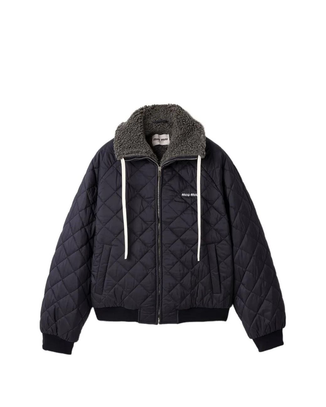 Miu Miu Blue Logo-Detail Padded Jacket