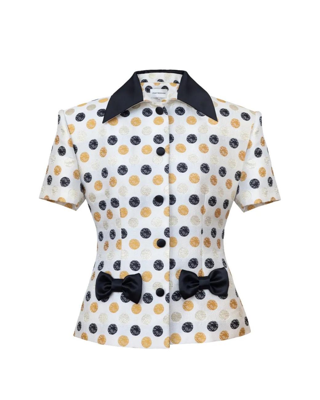 POST MERIDIEM White Polka-Dot Bow-Detail Jacket