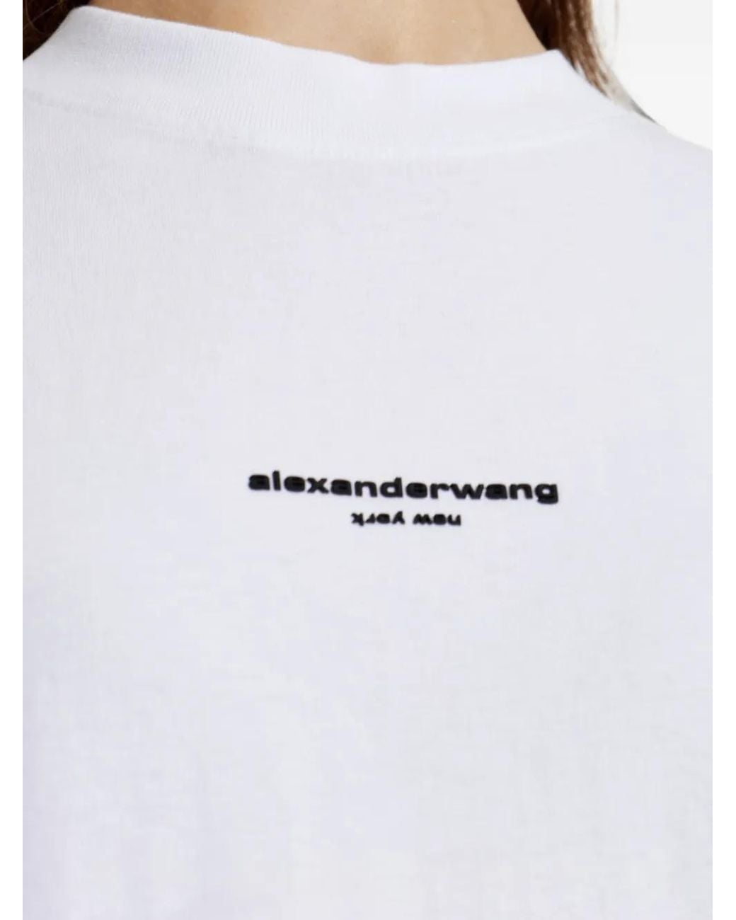 Alexander Wang White Logo Print Short-Sleeve T-Shirt