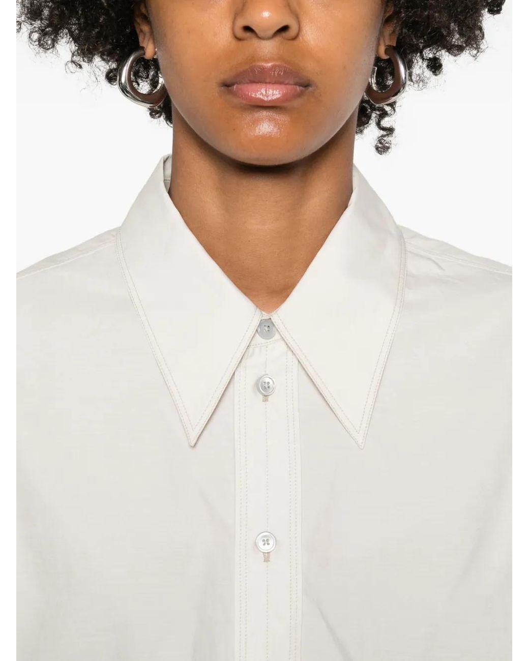 Lemaire White Button-Down Long-Sleeve Shirt