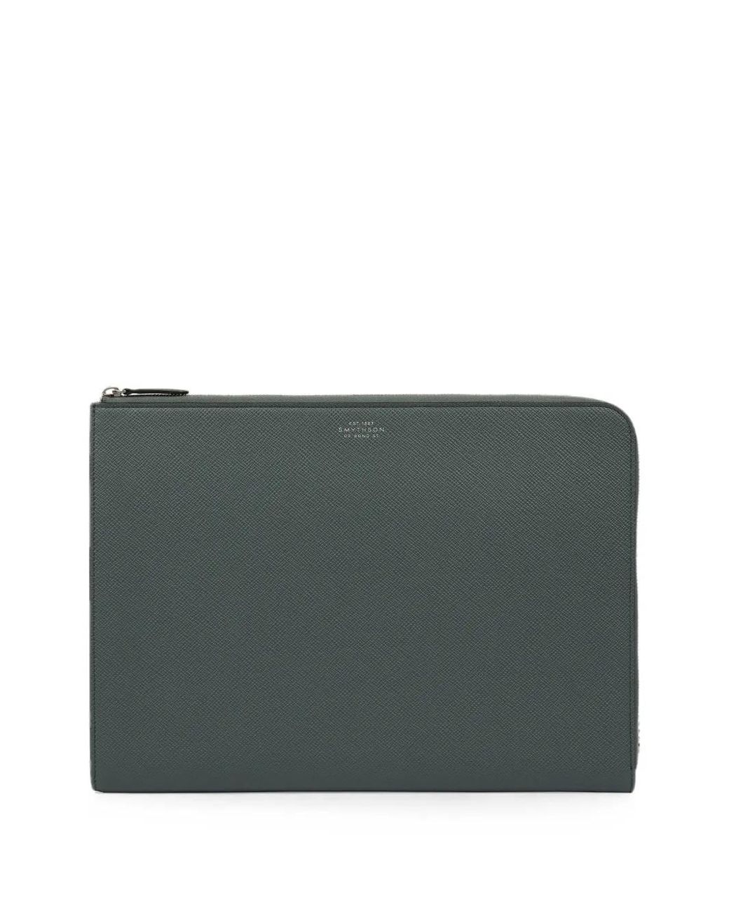 Smythson Gray Small Panama-Leather Laptop Case