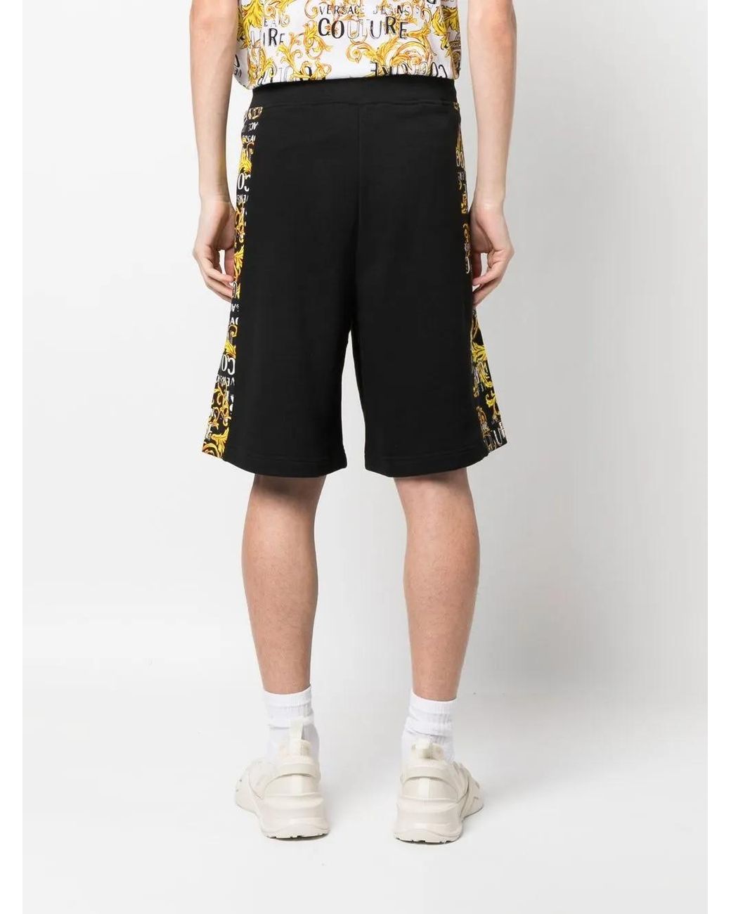 Versace Jeans Couture Black Baroque-Print Shorts for men