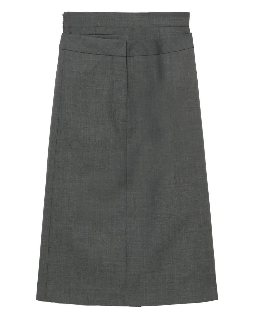 ShuShu/Tong Gray Layered-Details Midi Skirt