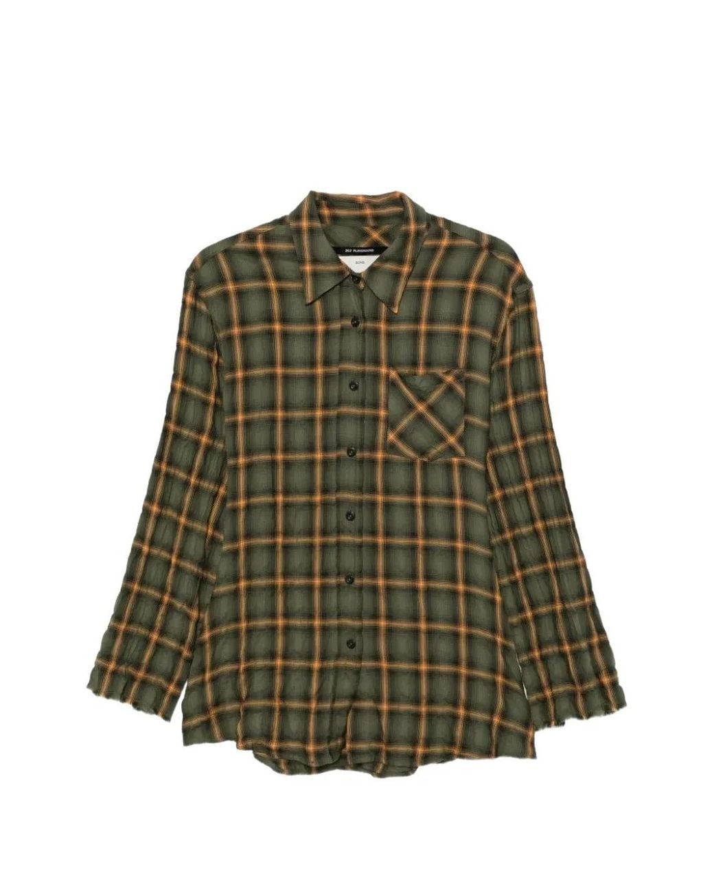 Song For The Mute Green Mermaid Check Frayed Shirt