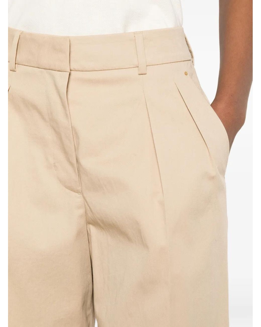 Moncler White Gabardine Wide-Leg Tailored Trousers