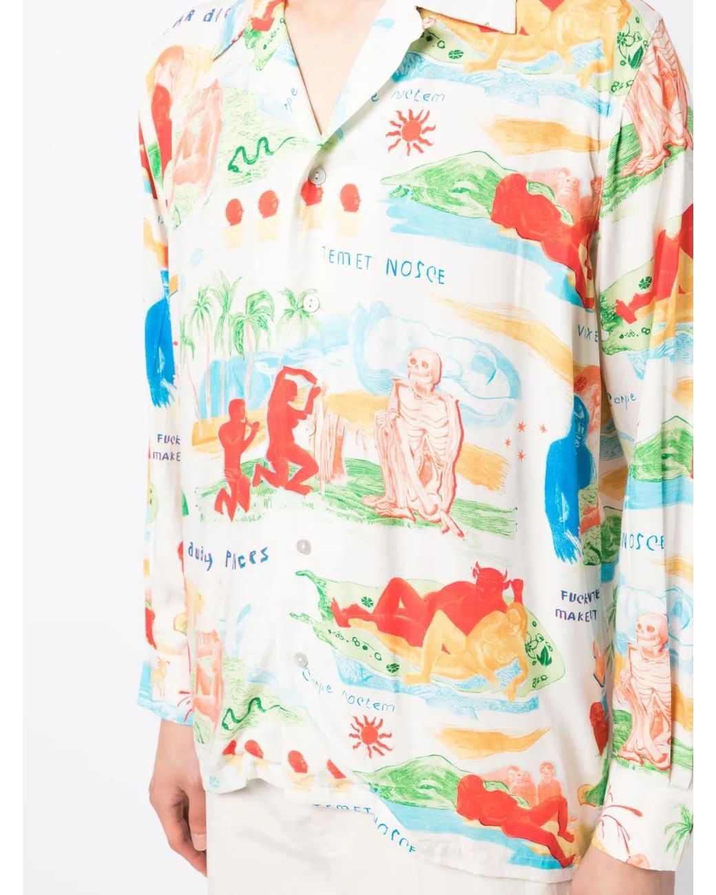 Endless Joy Gray Graphic-Print Long-Sleeve Shirt for men