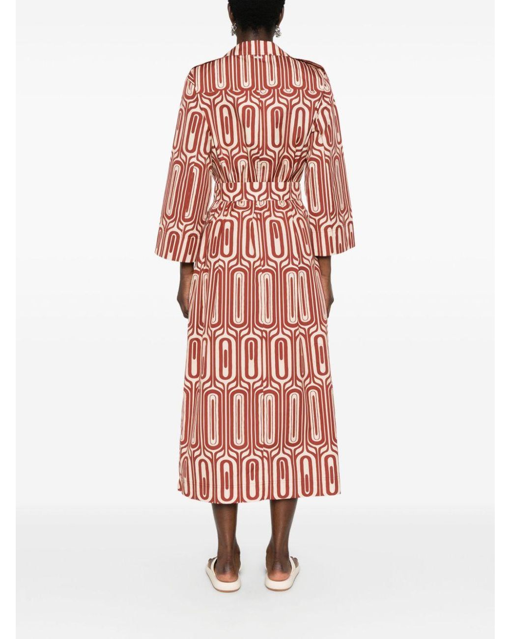 Max Mara Fata Geometric-print Dress in Red | Lyst