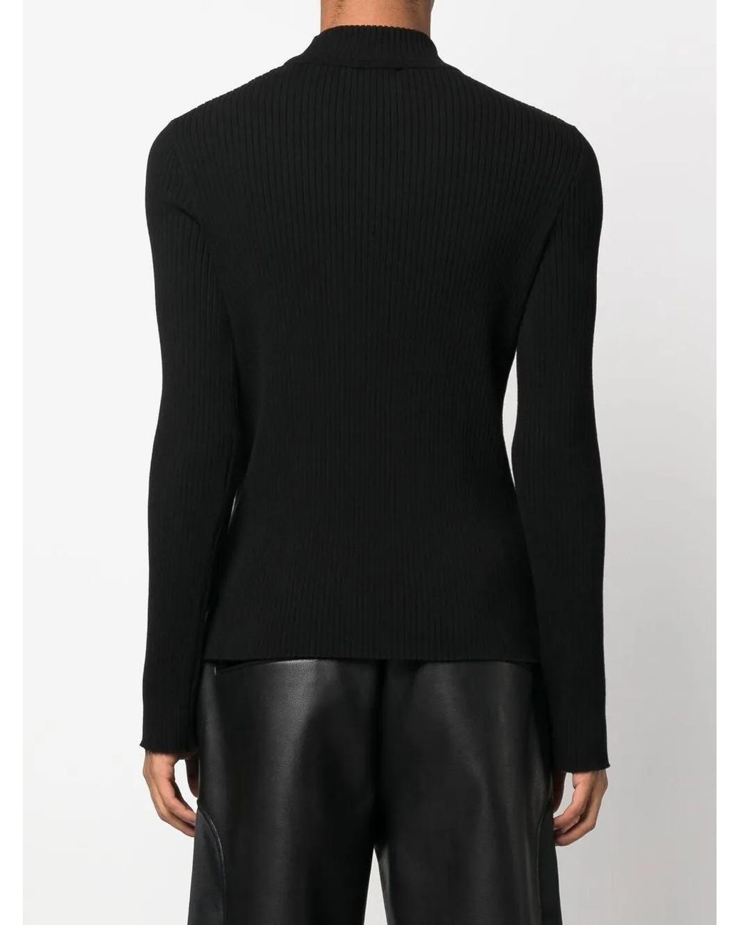 Courreges Black Logo-Embroidered Ribbed-Knit Jumper for men