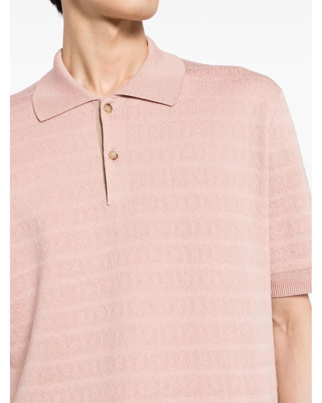 Bally Pink Horizontal Stripe Polo Shirt for men