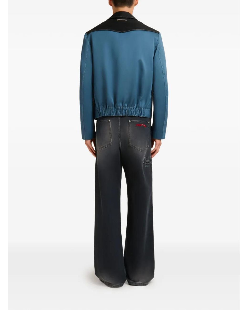 Marni Blue Water-Repellent Gabardine Jacket With Contrast Yokes for men