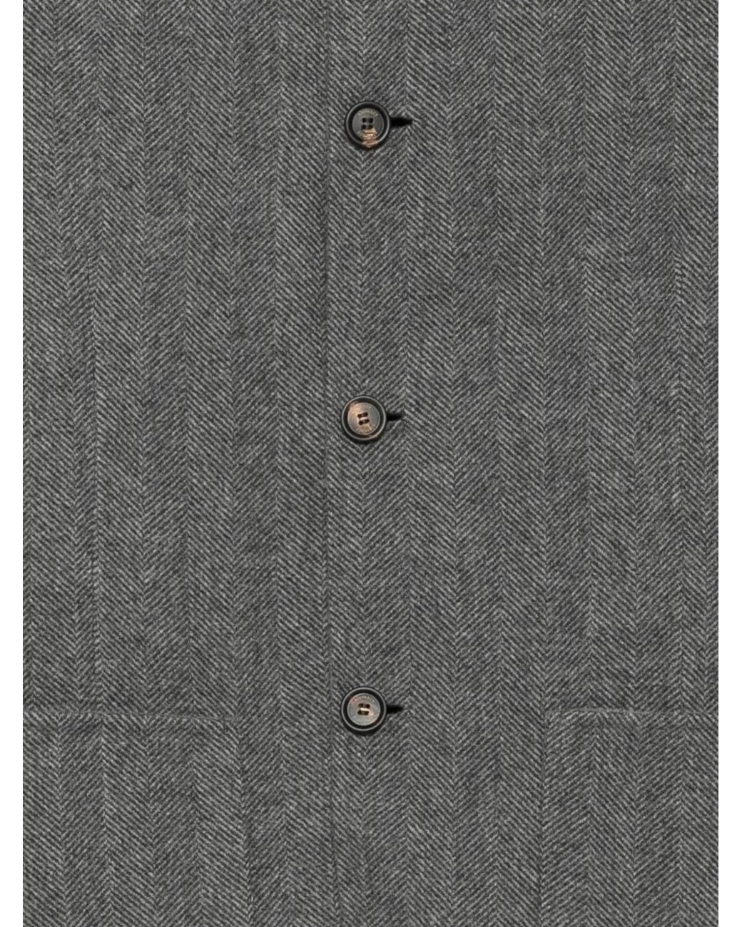 Eleventy Gray Herringbone-Pattern High-Neck Coat for men