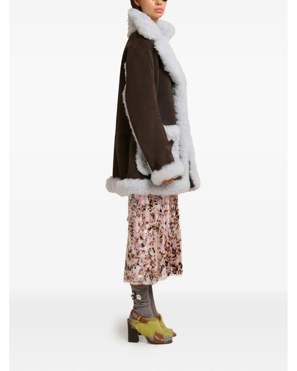 Marni Gray Logo-Patch Pocket Leather Jacket