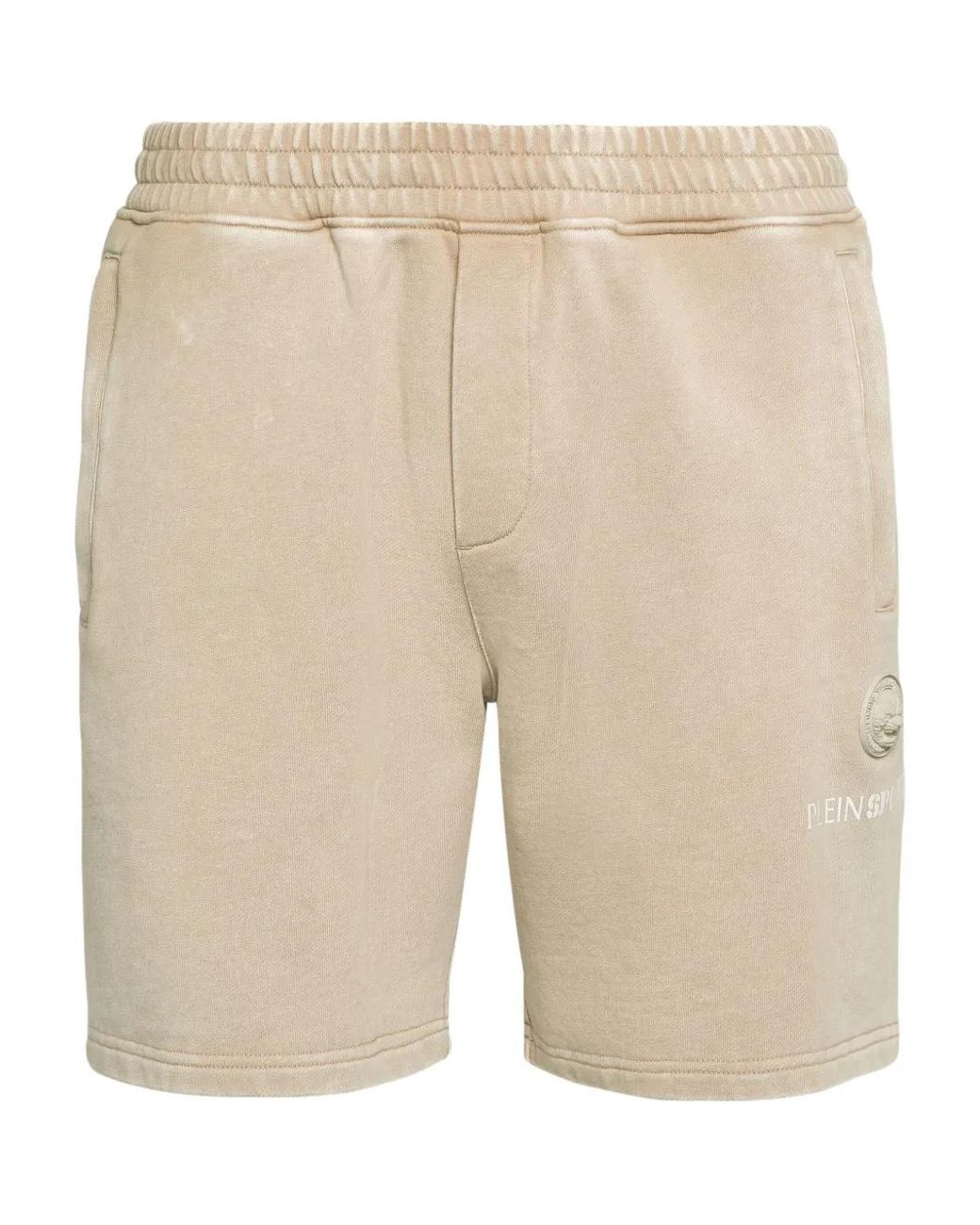 Philipp Plein Natural Logo-Plaque Track Shorts for men