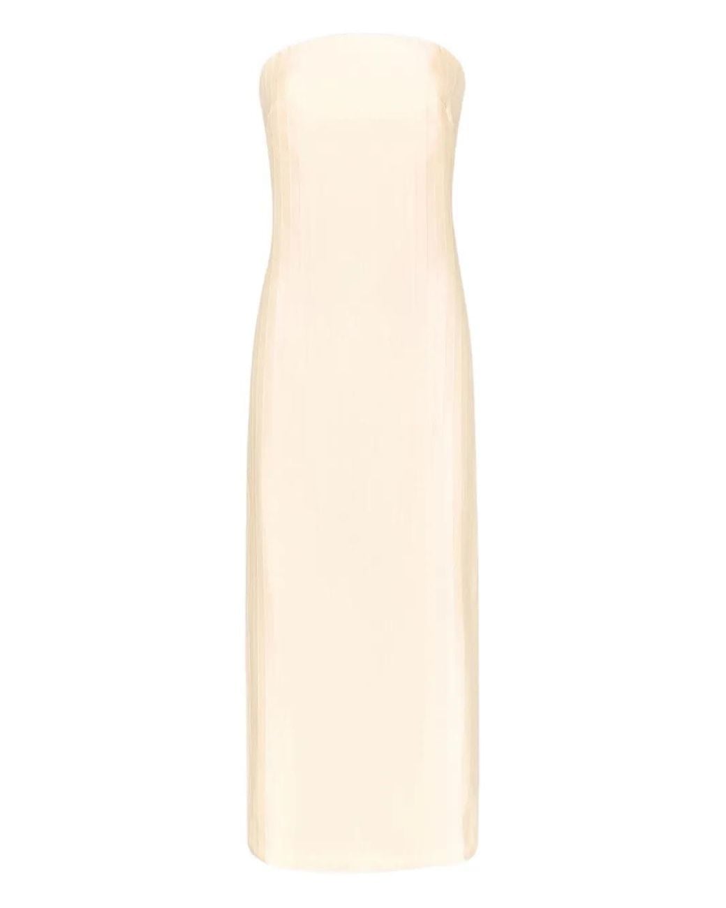 Loulou de Saison White Giulia Striped Bustier Midi Dress