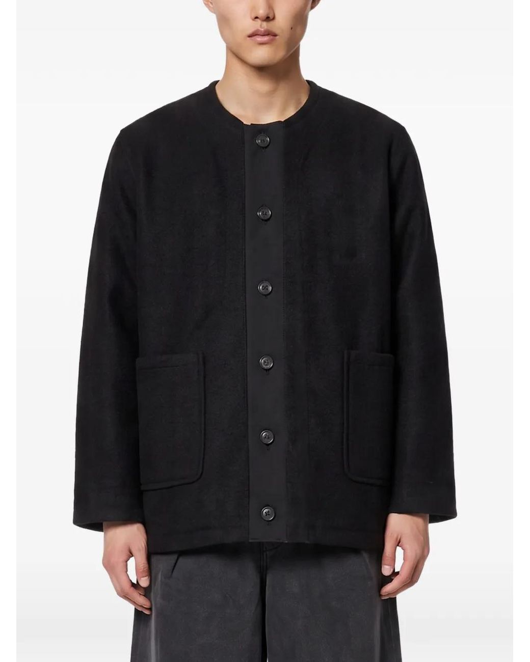 Our Legacy Black Button-Up Patch-Pocket Jacket for men