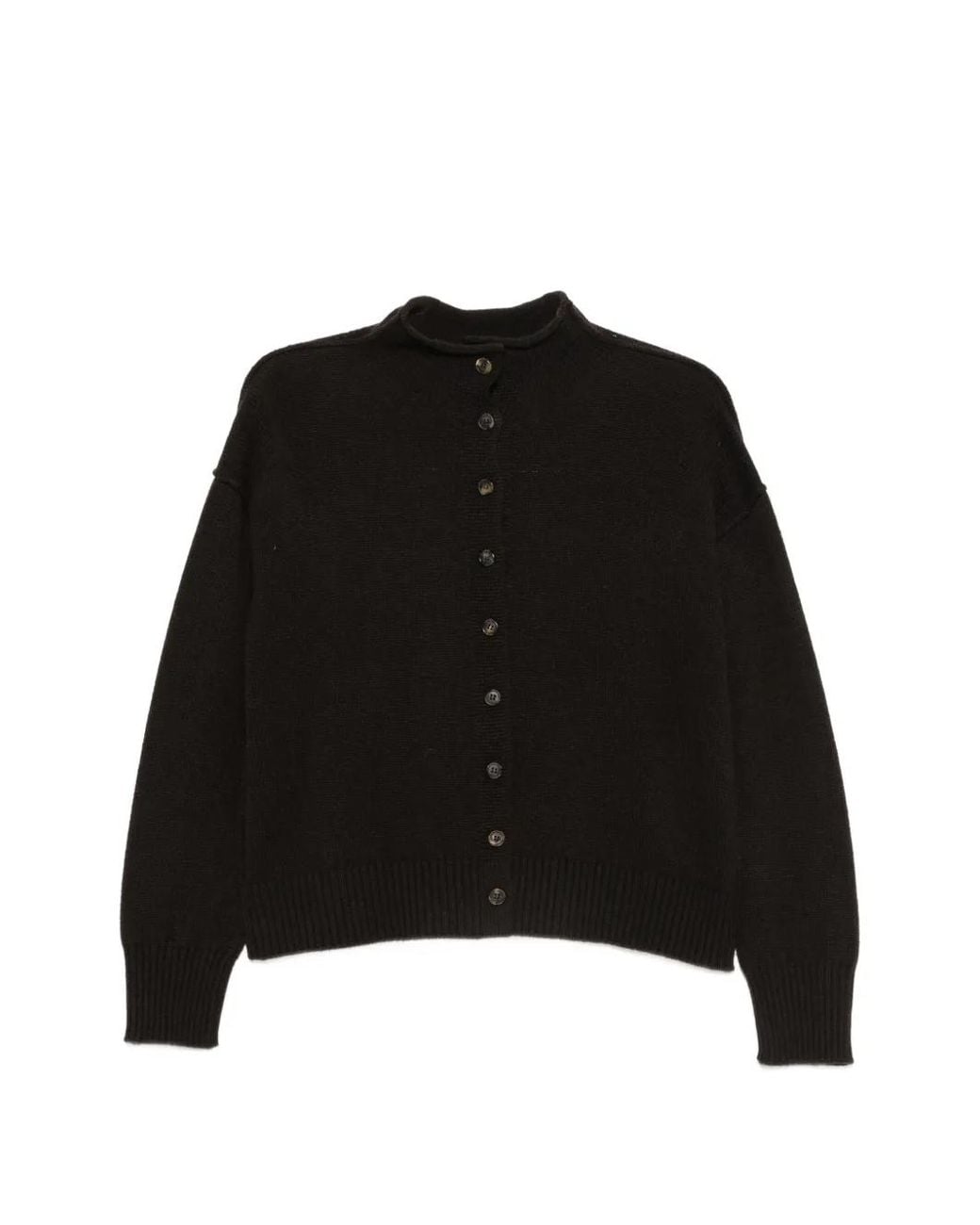 Vanisé Black Cardigan En Maille À Boutonnière