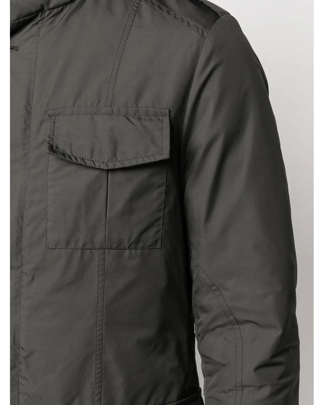 Moorer Black Hooded Buttoned Down Jacket for men