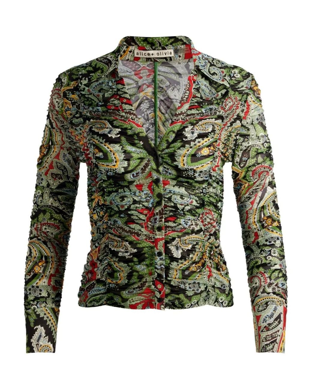 Alice + Olivia Green Portia Ruched Top