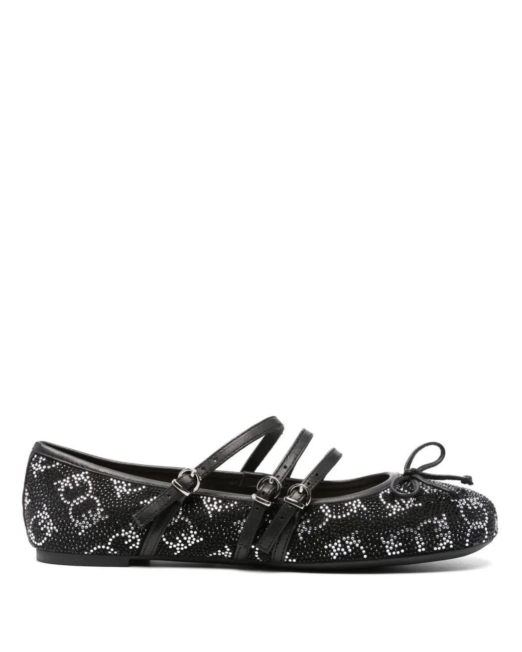 Pinko Black Joy 10 Crystal-Embellished Ballet Flats