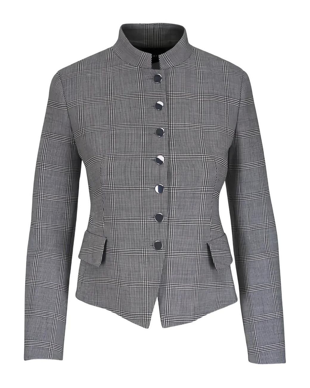 Akris Gray Deva Checked Stand-Collar Jacket