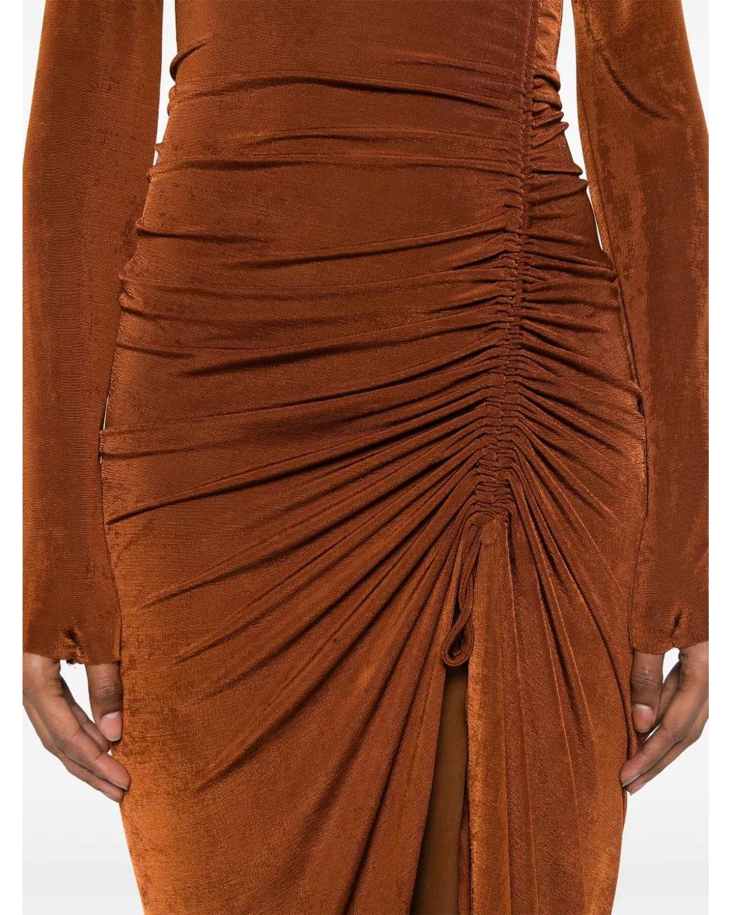Atu Body Couture Brown Off-Shoulder Maxi Dress