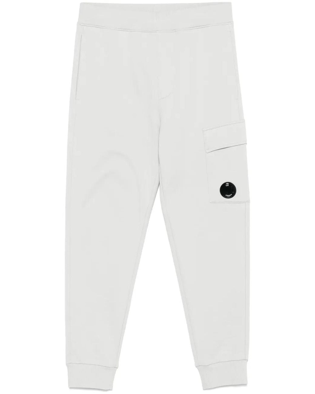 C P Company White Lens-Detailed Sweatpants for men