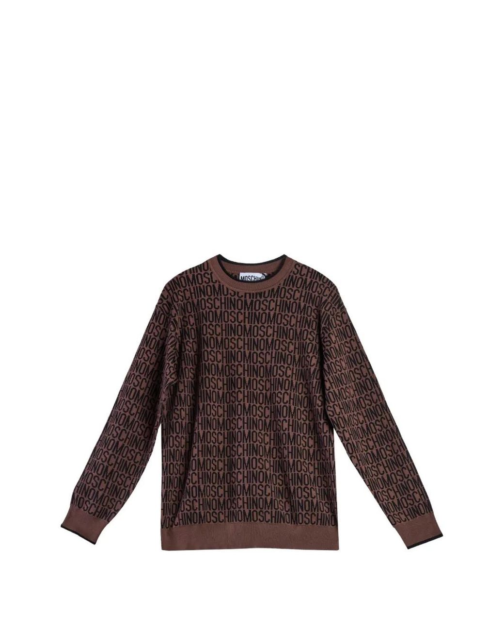 Moschino Brown Logo-Jacquard Sweater for men