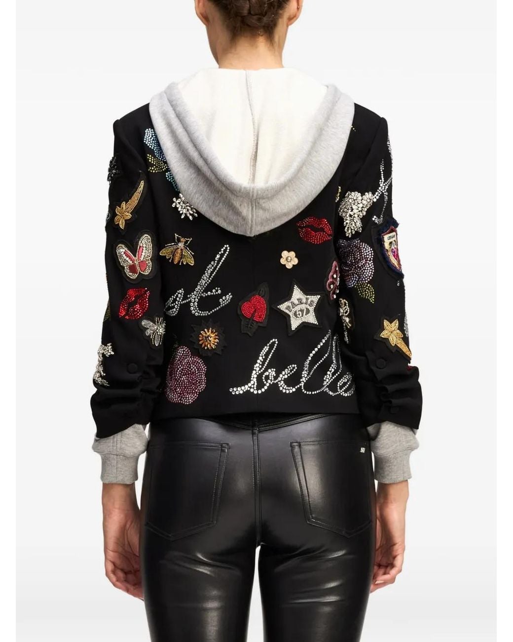 Cinq À Sept Black Khloe Embellished Hooded Blazer