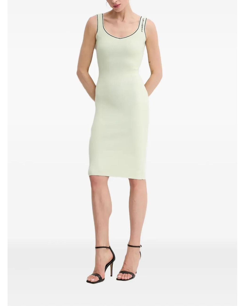 KARL LAGERFELD Ribbed Midi Dress in Green | Lyst KARL LAGERFELD Ribbed Midi Dress in Green | Lyst