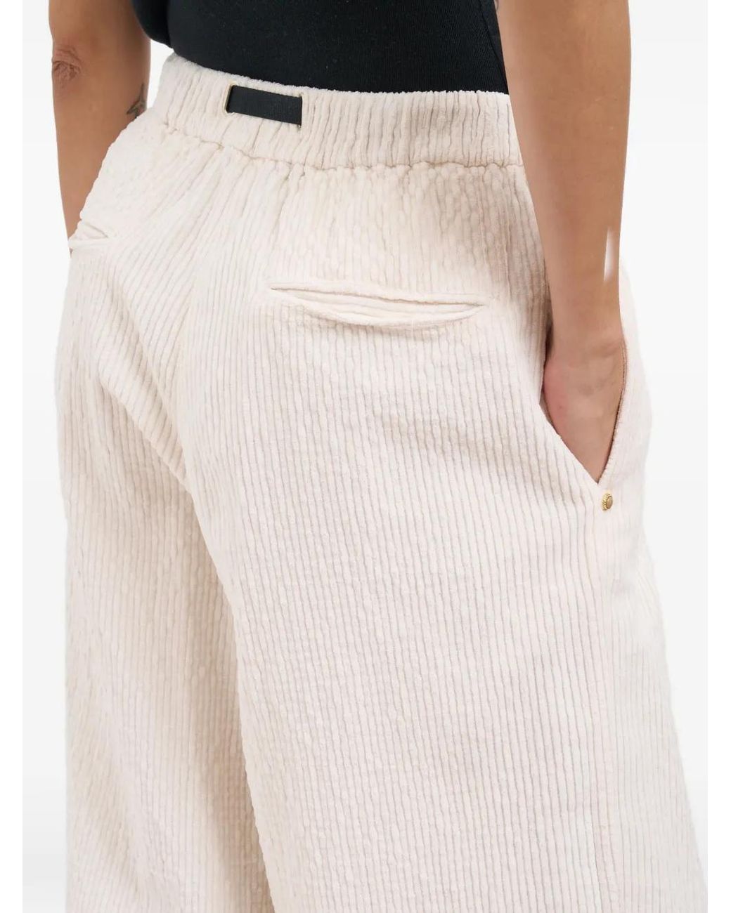 White Drawstring Texture White Sand Corduroy-Texture Drawstring Trousers in White | Lyst UK