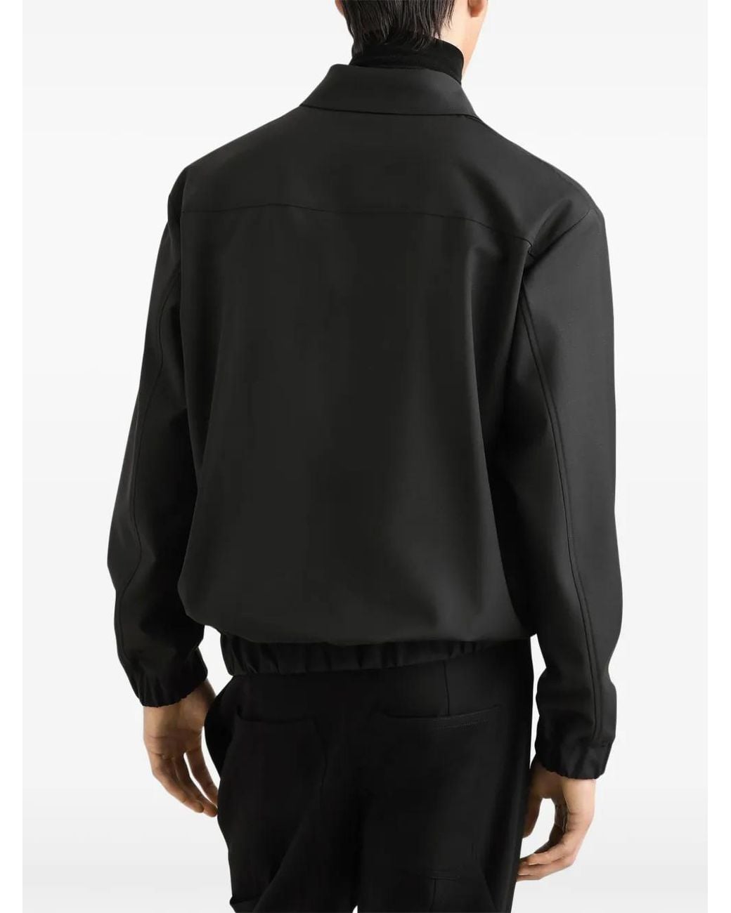 Dolce & Gabbana Black Wool Canvas Jacket With Plaque for men