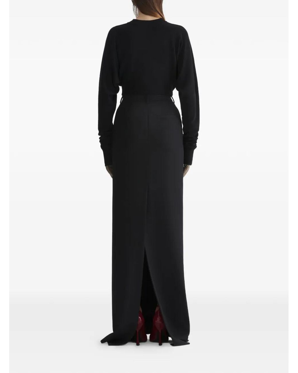 Mugler Black Split Long Skirt