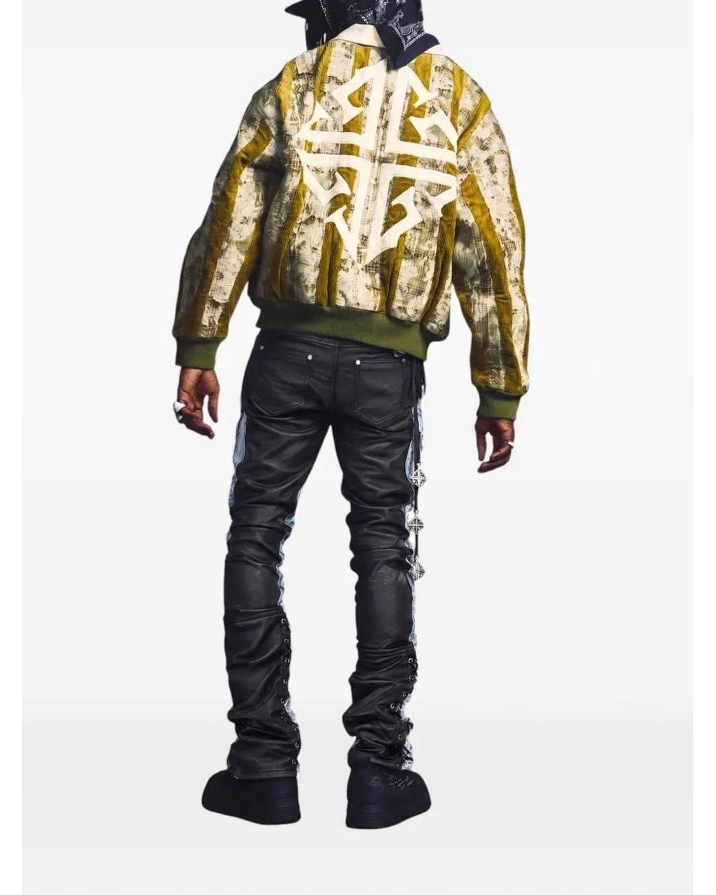 GUAPI Green Destroyed Plaid Bomber Jacket for men