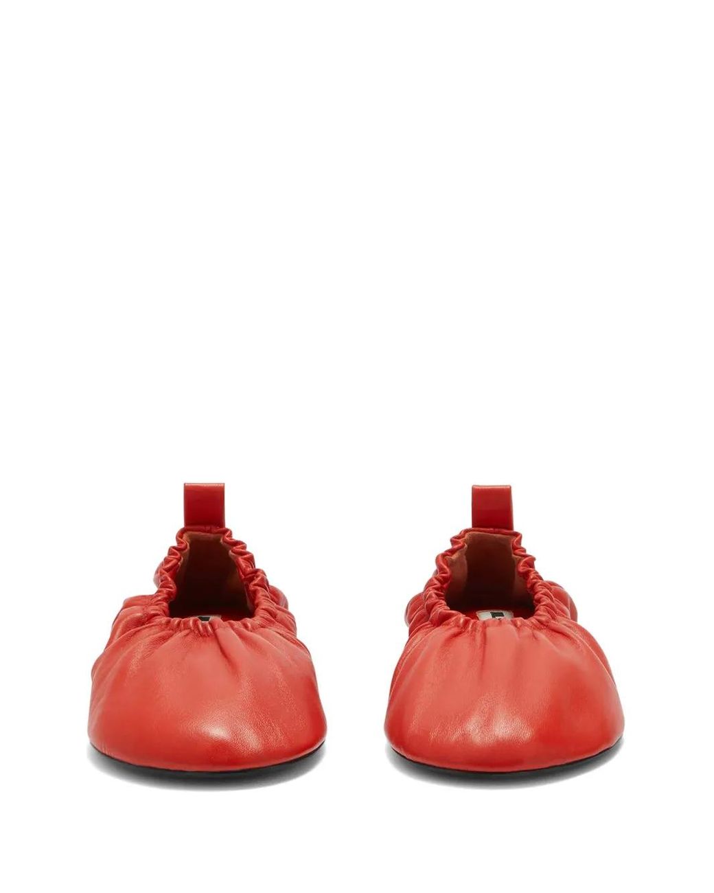 Jil Sander Gathered-Detail Leather Ballerina Shoes
