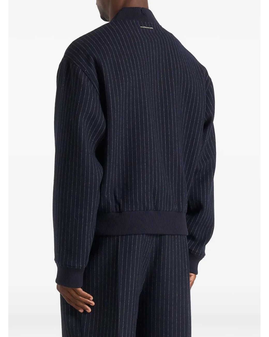 Manière De Voir Blue Veste Bomber Leandro En Laine À Fines Rayures for men