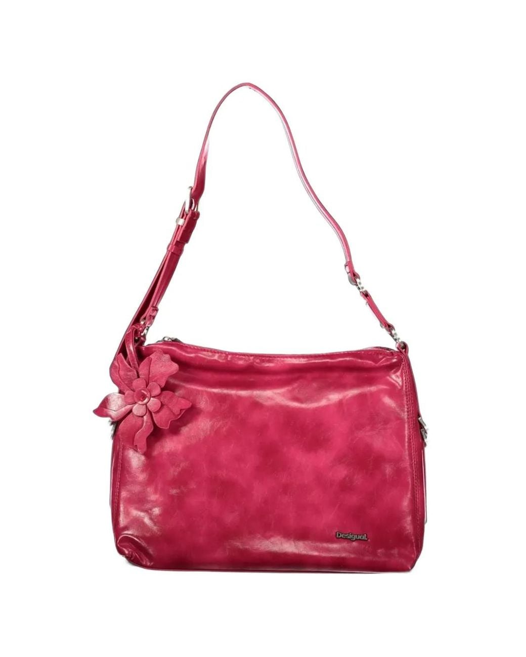 Desigual Pink Medium Flower-Detail Tote Bag