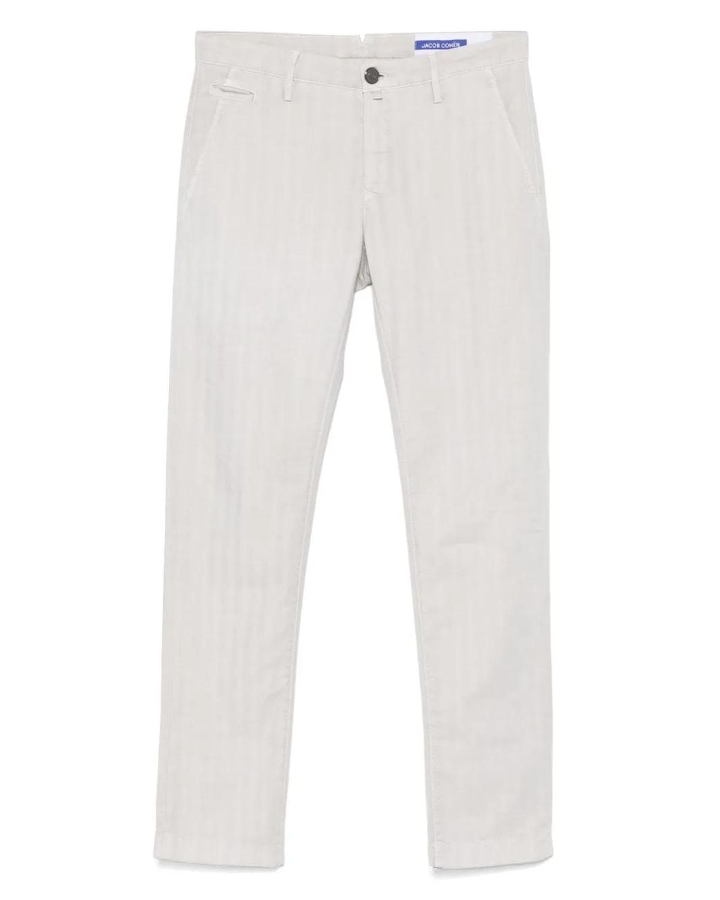 Jacob Cohen White Striped Chino Trousers for men