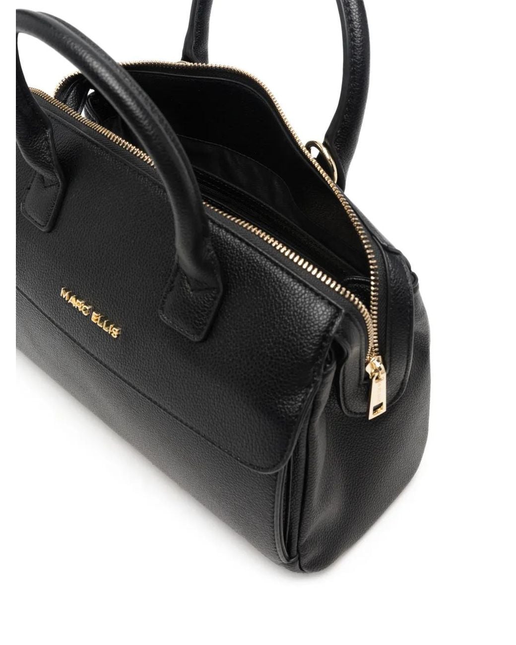 Pebbeld Marc Ellis Alysa Logo-Plaque Pebbled Tote Bag in Black | Lyst