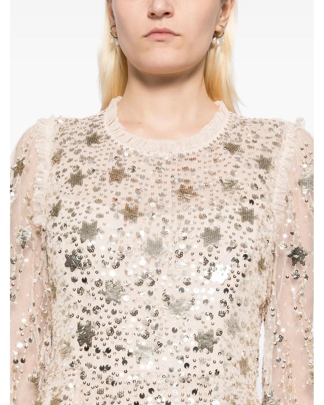 Needle & Thread Natural Shooting Stars Long-Sleeved Gown