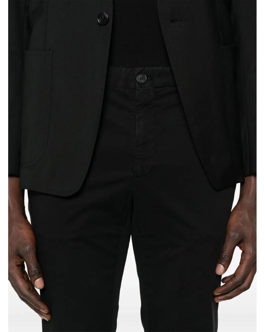 Incotex Black Pressed-Crease Trousers for men