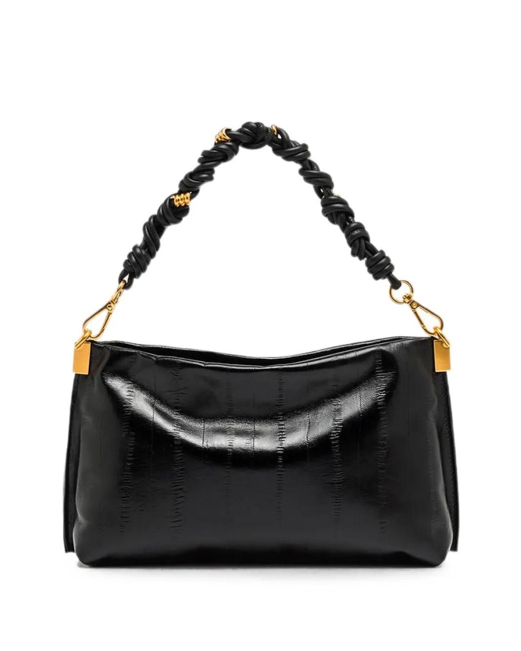 Gianni Chiarini Black Fanny Medium Eel-Effect Knotted-Handle Tote Bag