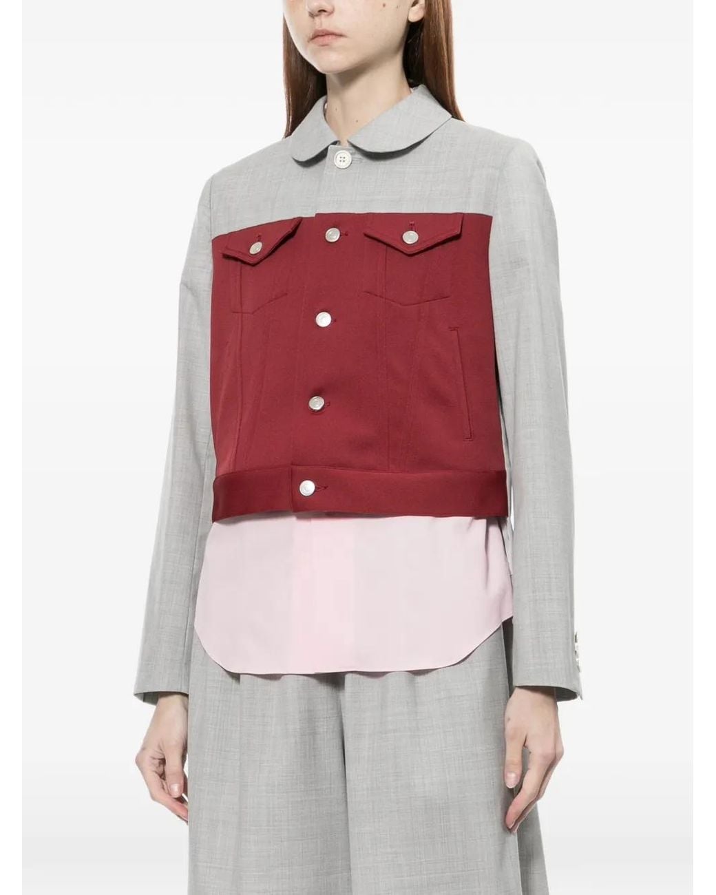 Comme des Garçons Red Two-Tone Panelled Jacket
