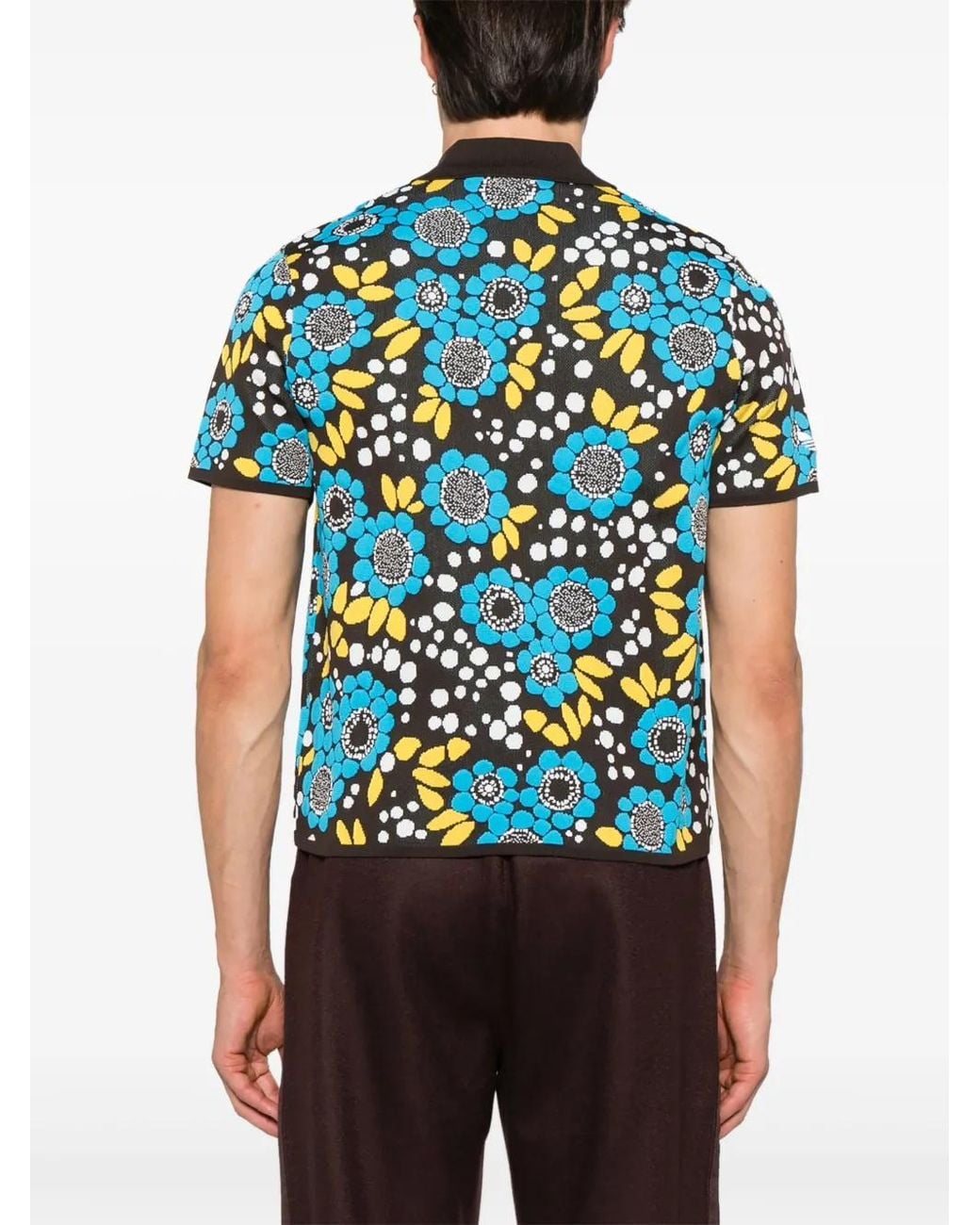 Adidas Blue Floral Polo Shirt