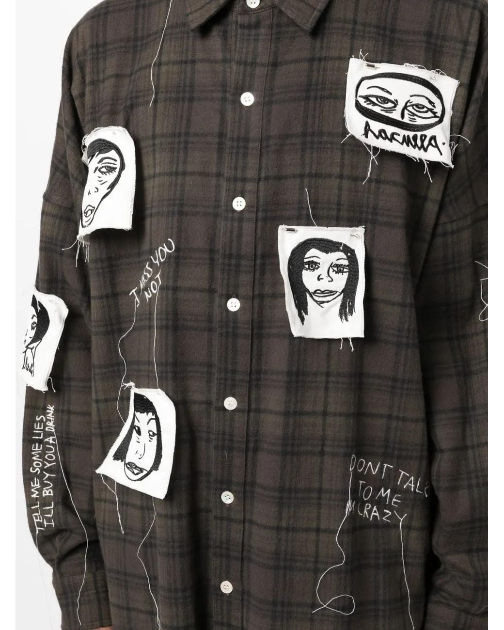 Haculla Black Sick Of It All Plaid-Pattern Cotton Shirt for men