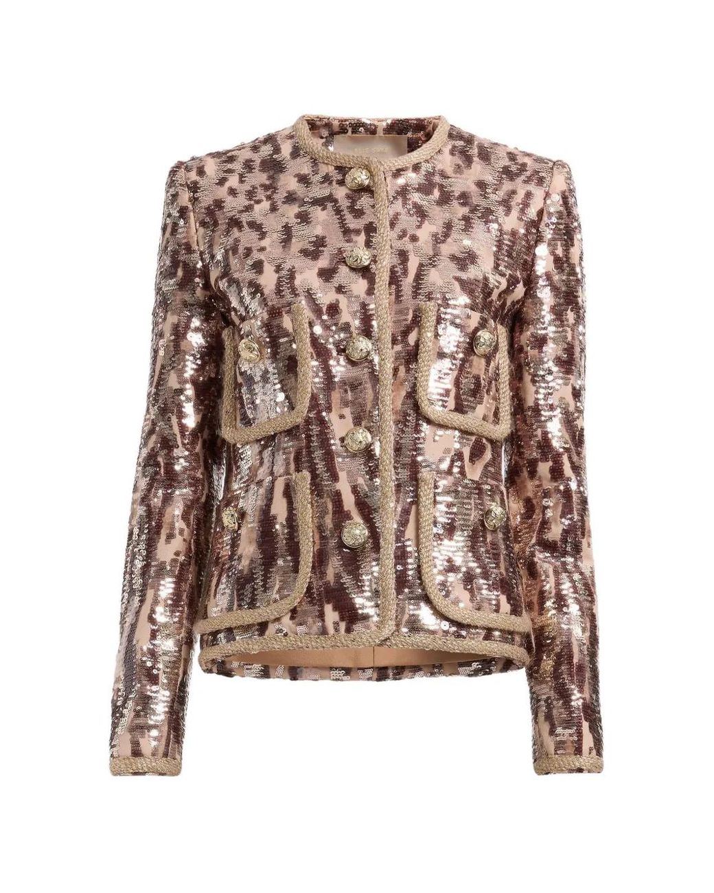 Elie Saab Natural Sequin-Embroidered Tweed Jacket